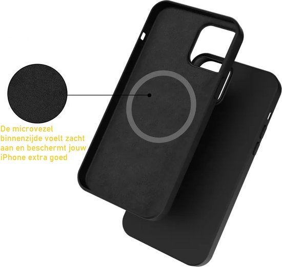 Magnetische Hoesje Geschikt Voor iPhone 14 Pro - Draadloos Opladen - Zwart