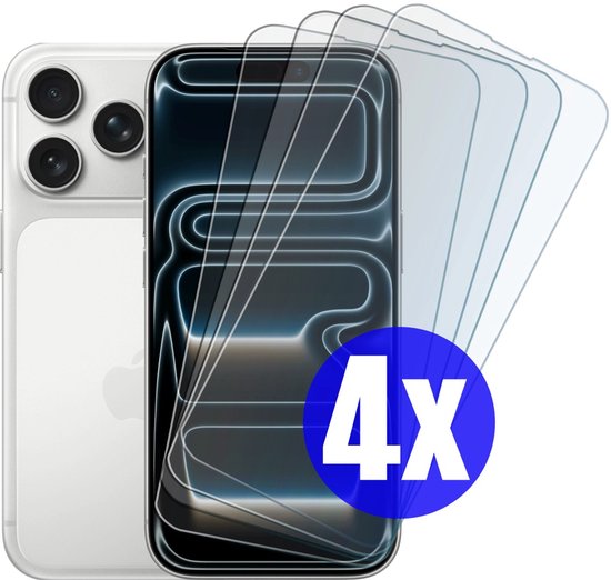 Screenprotector geschikt voor iPhone 17 Pro Max - Gehard Glas - Tempered Glass Armor Screen Cover - 4 Stuks