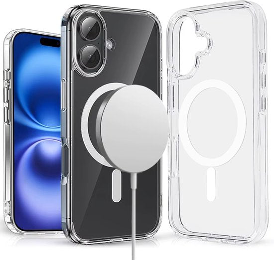 Lennexo Hoesje Geschikt Voor iPhone 16 Met Magneet Ring - Siliconen Hoesje Voor Draadloos Opladen en Geschikt voor Magsafe