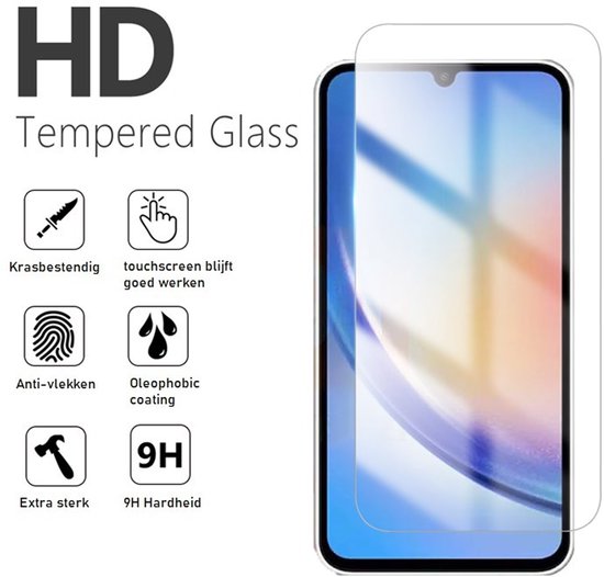 Hoesje en Screenprotector Combi Geschikt Voor Samsung Galaxy A34 - Transparant Hoesje + 2x Screenprotector