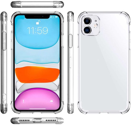 Hoesje en Screenprotector Combi Geschikt Voor iPhone 11 - Anti Shock Hoesje + 2x Screenprotector