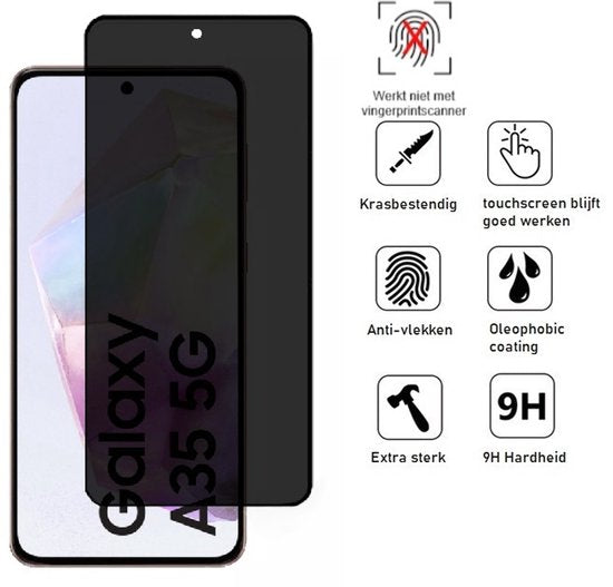 Privacy Screenprotector Geschikt Voor Samsung A35 - Volledige Beschermglas - 4 Stuks