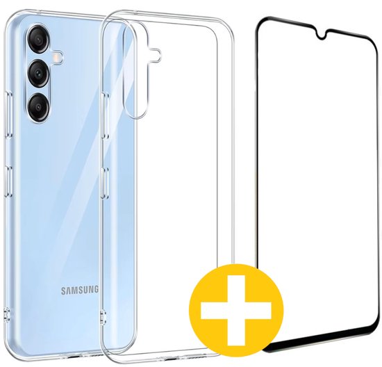Hoesje en Screenprotector Combi Geschikt Voor Samsung A54 - Transparant Hoesje + Premium Screenprotector