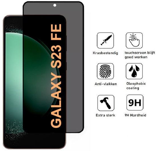 Hoesje en Privacy Screenprotector Combi Geschikt Voor Samsung S23 FE - Transparant Hoesje + Privacy Glas