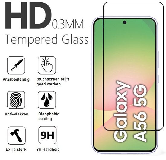 Pashouder Hoesje en Screenprotector Combi Geschikt Voor Samsung A56 - Pasjeshouder + Premium Screenprotector