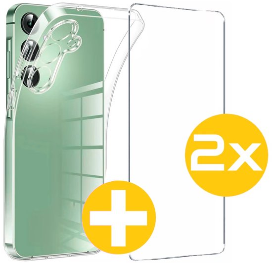 Hoesje en Screenprotector Combi Geschikt Voor Samsung Galaxy A35 - Transparant Hoesje + 2x Screenprotector