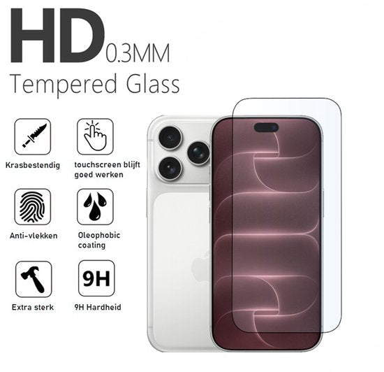 Full Cover Screenprotector Geschikt Voor iPhone 18 Pro - Volledige Beschermglas - PREMIUM Tempered Glass - 1 stuk