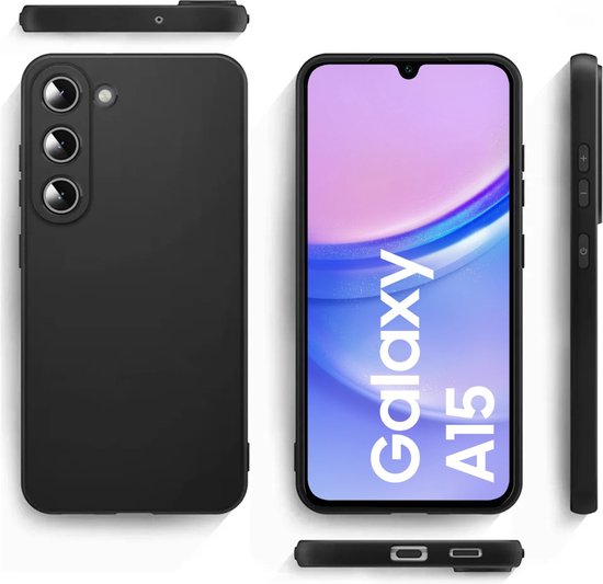 Zwart Hoesje Geschikt Voor Samsung Galaxy A15 - Zwarte Siliconen hoesje - TPU Back Cover Hoes - Zwart