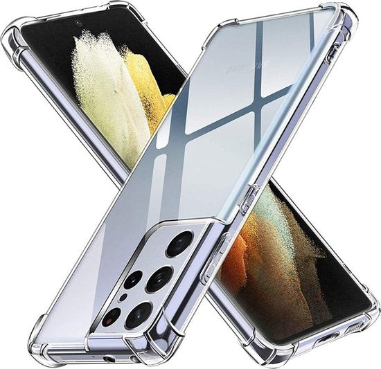 Samsung Galaxy S21 Ultra Hoesje Anti Shock | ShockProof Silicone Case | Transparant Back Cover