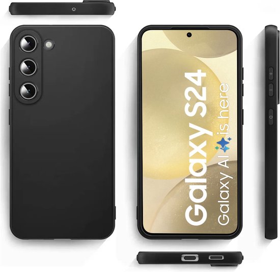 Zwart Hoesje Geschikt Voor Samsung Galaxy S24 - Zwarte Siliconen hoesje - TPU Back Cover Hoes - Zwart