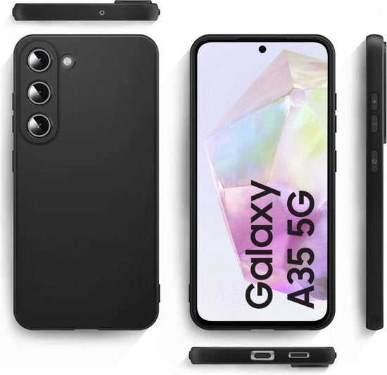 Zwart Hoesje Geschikt Voor Samsung Galaxy A35 - Zwarte Siliconen hoesje - TPU Back Cover Hoes - Zwart