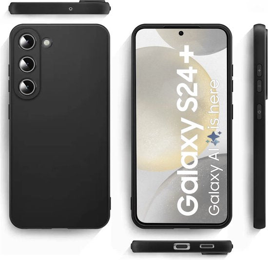 Zwart Hoesje Geschikt Voor Samsung Galaxy S24+ (S24 PLUS) - Zwarte Siliconen hoesje - TPU Back Cover Hoes - Zwart