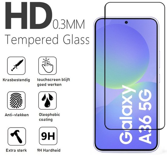 Pashouder Hoesje en Screenprotector Combi Geschikt Voor Samsung A36 - Pasjeshouder + Premium Screenprotector