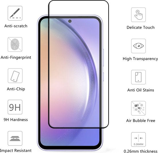 Full Cover Screenprotector Geschikt Voor Samsung Galaxy A54 - Volledige Beschermglas - PREMIUM Tempered Glass - 1 stuk