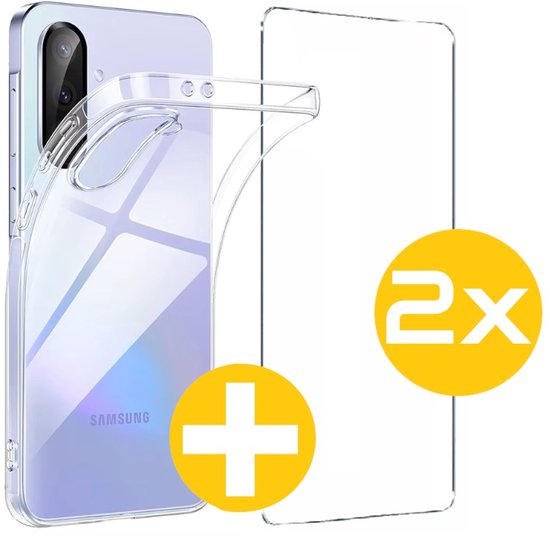 Hoesje en Screenprotector Combi Geschikt Voor Samsung Galaxy A37 - Transparant Hoesje + 2x Screenprotector