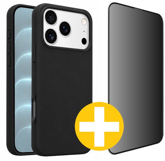 Hoesje en Privacy Screenprotector Combi Geschikt Voor iPhone 18 Pro Max - Transparant Hoesje + Privacy Glas