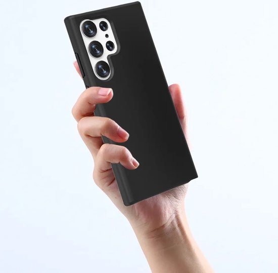 Zwart Hoesje Geschikt Voor Samsung Galaxy S23 Ultra - Zwarte Siliconen hoesje - TPU Back Cover Hoes - Zwart