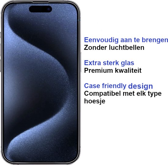 Premium Screenprotector Geschikt Voor iPhone 15 Pro Max - Gehard Glas - 2 Stuks