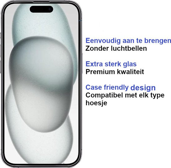 Premium Screenprotector Geschikt Voor iPhone 15 - Gehard Glas - 2 Stuks