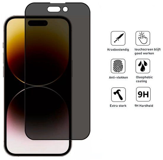Privacy Screenprotector Geschikt Voor iPhone 14 Pro Max - Volledige Beschermglas - 2 Stuks