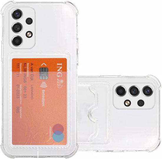 Lennexo Hoesje Met Pashouder Geschikt Voor Samsung A33 - Transparant Siliconen Hoesje - Shockproof Case