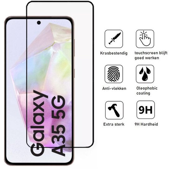 Pashouder Hoesje en Screenprotector Combi Geschikt Voor Samsung A35 - Pasjeshouder + Premium Screenprotector