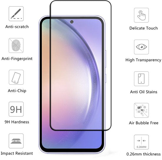 Pashouder Hoesje en Screenprotector Combi Geschikt Voor Samsung A54 - Pasjeshouder + Premium Screenprotector