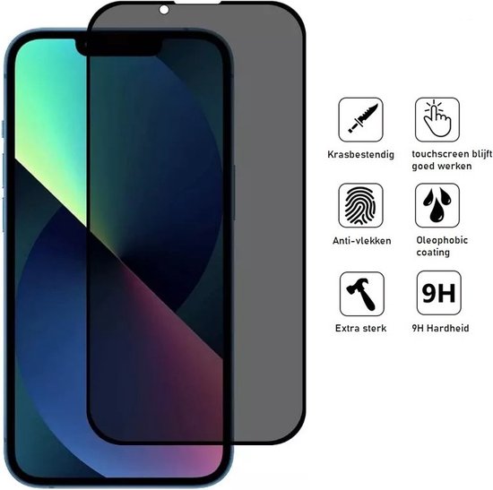 Full Cover Privacy Screenprotector Geschikt Voor iPhone 14 - Volledige Beschermglas - PREMIUM Tempered Glass - 1 stuk