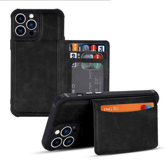 Armordrop Hoesje Met Pasjeshouder Geschikt Voor iPhone 11 - Backcover Hoesje Met Portemonnee - Ruimte Voor 3 Pasjes - Zwart