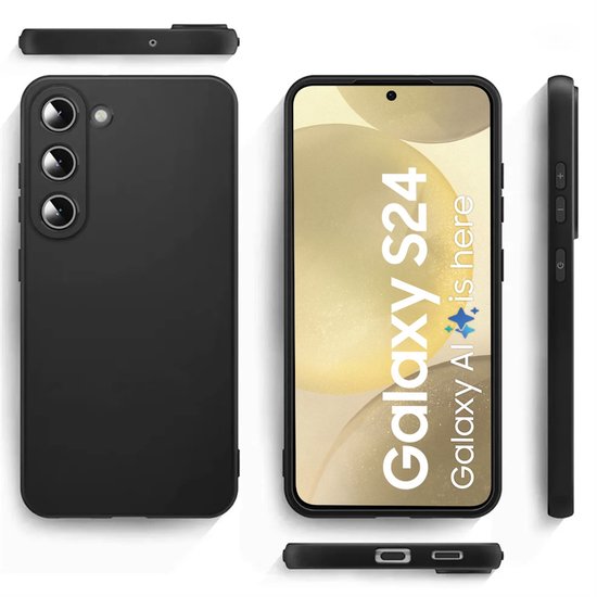 Hoesje en Privacy Screenprotector Combi Geschikt Voor Samsung S24 - Zwart Hoesje + Privacy Glas