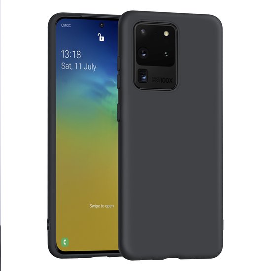 Zwart Hoesje Geschikt Voor Samsung Galaxy S20 Ultra - Zwarte Siliconen hoesje - TPU Back Cover Hoes - Zwart