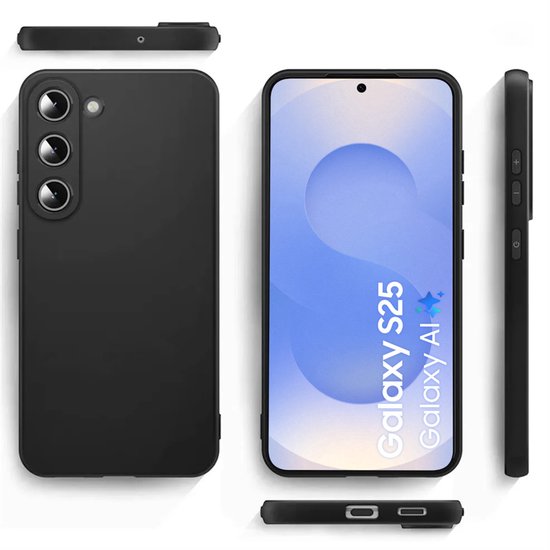 Hoesje en Privacy Screenprotector Combi Geschikt Voor Samsung S25 - Zwart Hoesje + Privacy Glas