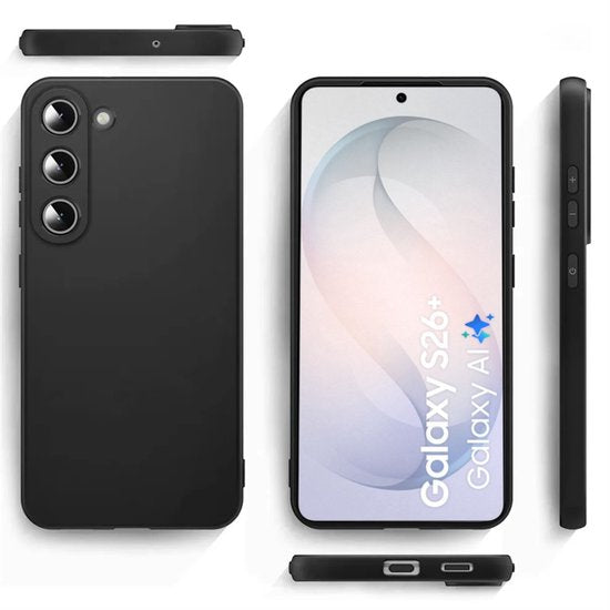 Hoesje en Privacy Screenprotector Combi Geschikt Voor Samsung S26+ (S26 PLUS) - Zwart Hoesje + Privacy Glas