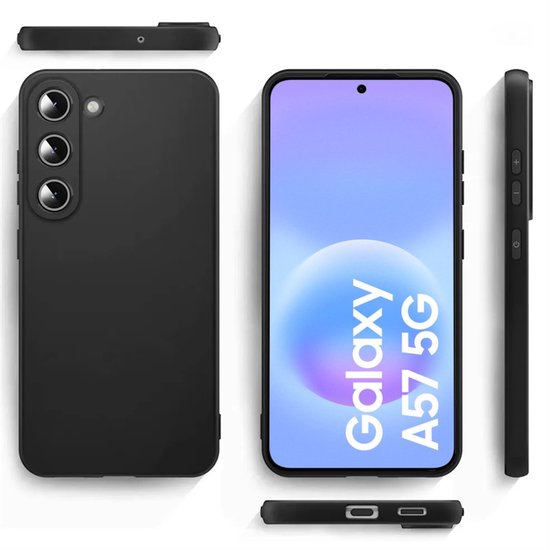 Hoesje en Screenprotector Combi Geschikt Voor Samsung A57 - Zwart Hoesje + Premium Screenprotector