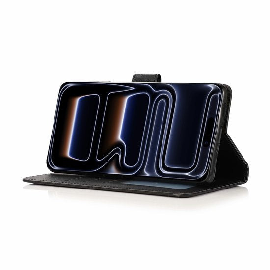 Bookcase Hoesje Geschikt Voor iPhone 17 Pro - Wallet Case - Hoesje Met Pasjeshouder - Zwart
