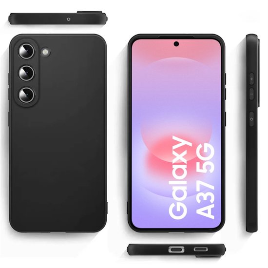 Hoesje en Screenprotector Combi Geschikt Voor Samsung A37 - Zwart Hoesje + Premium Screenprotector
