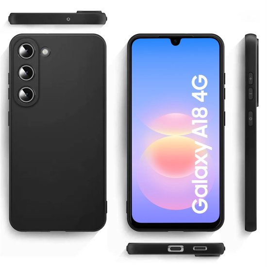 Hoesje en Privacy Screenprotector Combi Geschikt Voor Samsung A18 - Zwart Hoesje + Privacy Glas