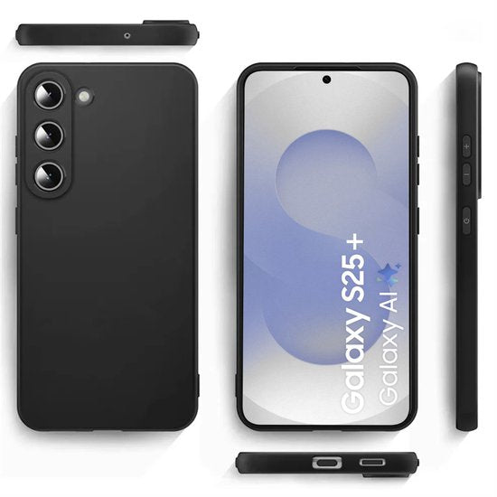 Hoesje en Privacy Screenprotector Combi Geschikt Voor Samsung S25+ (S25 Plus) - Zwart Hoesje + Privacy Glas