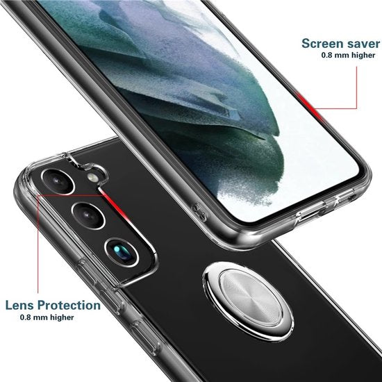 Armordrop Hoesje Met Ring Geschikt Voor Samsung S24 - Transparant Hoesje Met Ring