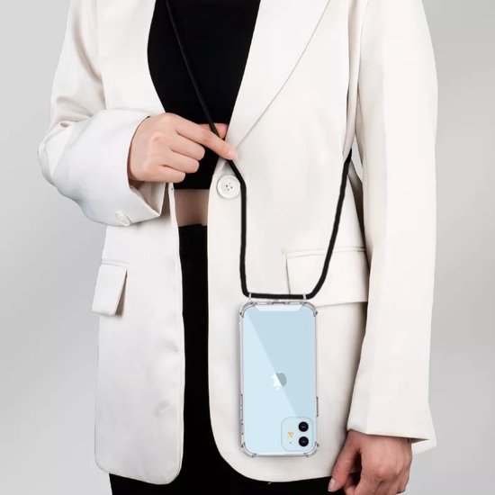 Hoesje Met Koord Geschikt Voor iPhone 14 Plus - Lennexo Shockproof Hoesje Transparant Met Koord