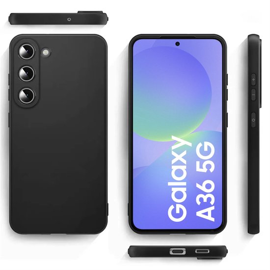 Zwart Hoesje Geschikt Voor Samsung Galaxy A36 - Zwarte Siliconen hoesje - TPU Back Cover Hoes - Zwart
