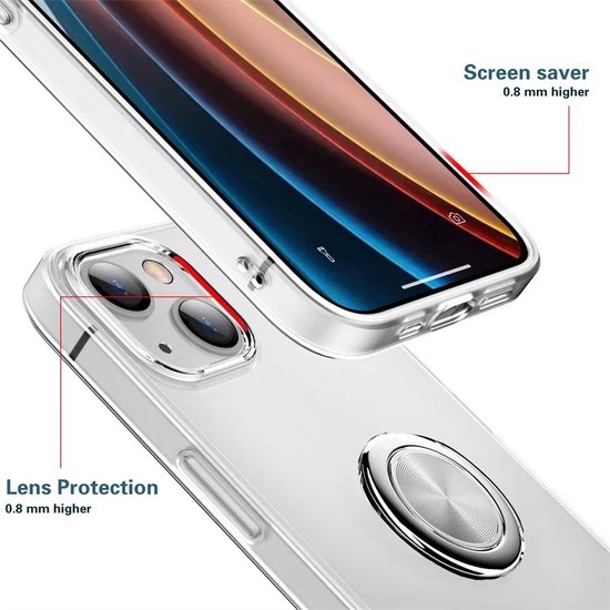 Armordrop Hoesje Met Ring Geschikt Voor iPhone 14 - Transparant Hoesje Met Ring
