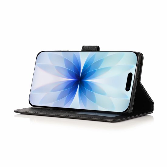 Bookcase Hoesje Geschikt Voor iPhone 17 - Wallet Case - Hoesje Met Pasjeshouder - Zwart