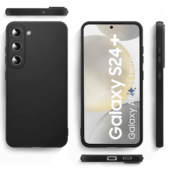 Hoesje en Privacy Screenprotector Combi Geschikt Voor Samsung S24+ (S24 PLUS) - Zwart Hoesje + Privacy Glas