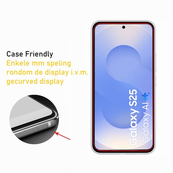 Hoesje en Screenprotector Combi Geschikt Voor Samsung Galaxy S25 - Transparant Hoesje + 2x Screenprotector