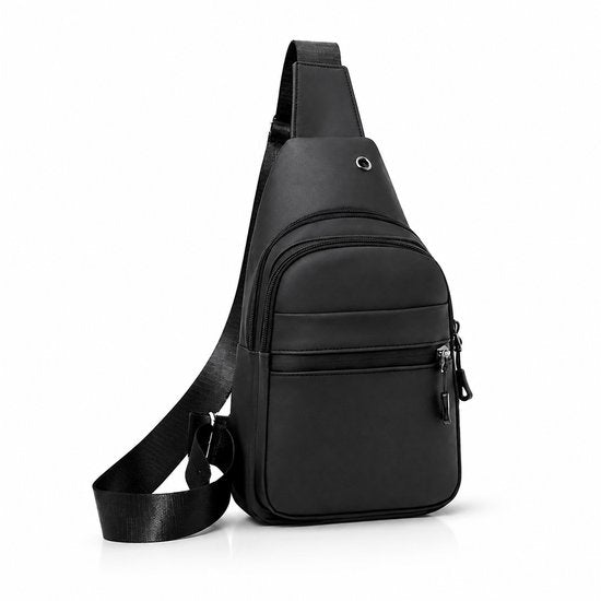 Crossbody Schoudertas met 4 Opbergvakken - Waterdichte Slingbag Tas Dames en Heren - Waterdichte Nektasje / Telefoontasje - Zwart