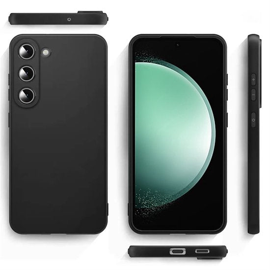 Hoesje en Privacy Screenprotector Combi Geschikt Voor Samsung S23FE (Fan Edition) - Zwart Hoesje + Privacy Glas
