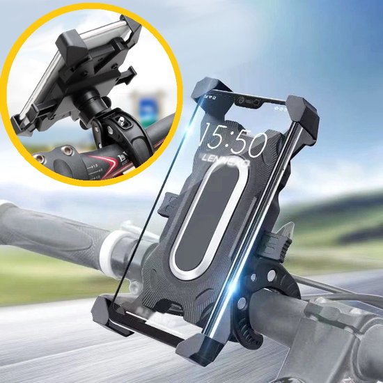 Lennexo Telefoonhouder Fiets | Universele Fietshouder Met 360º Rotatie | GSM Houder Fiets Geschikt voor Fiets, Scooter en Motor