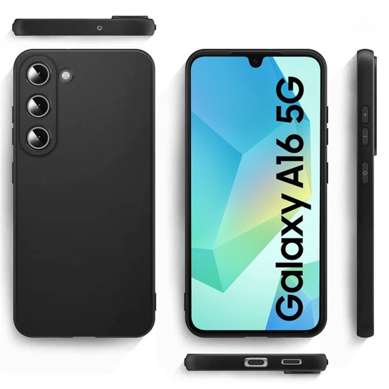 Zwart Hoesje Geschikt Voor Samsung Galaxy A16 - Zwarte Siliconen hoesje - TPU Back Cover Hoes - Zwart