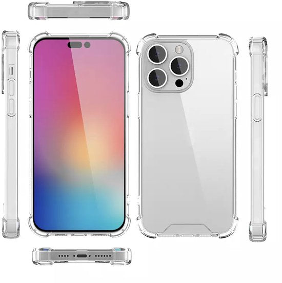 Hoesje en Screenprotector Combi Geschikt Voor iPhone 15 Pro - Anti Shock Hoesje + 2x Screenprotector